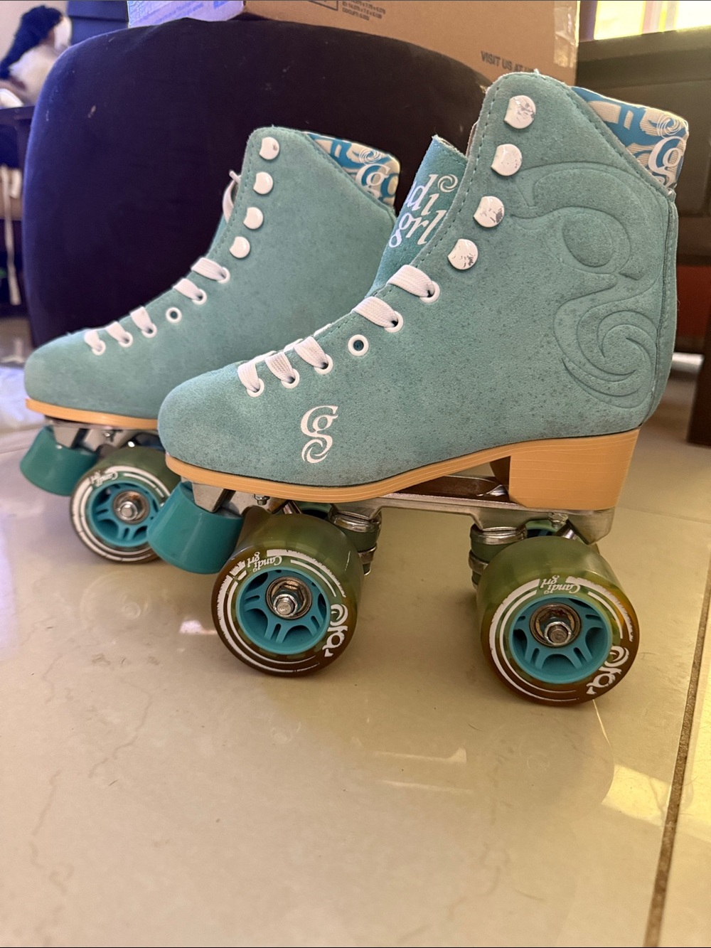 Candi Grl Teal Suede Quad Roller Skates women’s 3